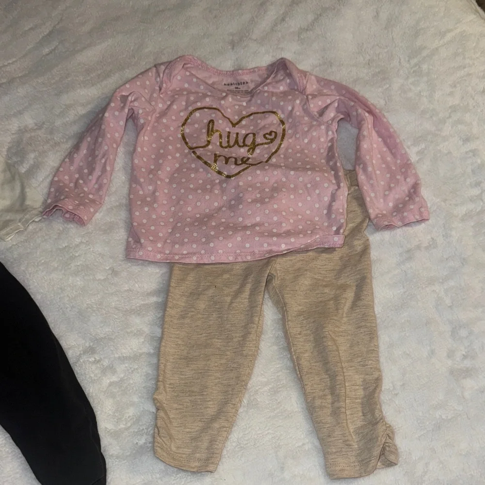 Healthtex Pink Baby Top with White Polka Dots